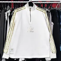 ADIDAS ゴールド 쿼터 ハーフジップ Anorak（アノラック） スウェット 長袖 Tシャツ