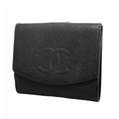 【6ae5757-k】シャネル 財布 キャビアスキン ブラック ゴールド金具【中古】レディース