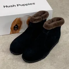 Hush Puppies ハッシュパピー ショートブーツ 靴 24.5㎝ スエード ブラック×ブラウン 黒 L-115TH 箱付き 26b菊MZ
