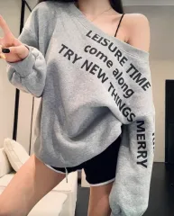 レタリング オフショルダー スウェット Tシャツ