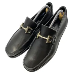 フェラガモ ガンチーニ ビット ローファー シューズ フラットシューズ レザー ブラック シルバー Salvatore Ferrag[サイズ 5EE(約24cm)] 上品 実用性 定番