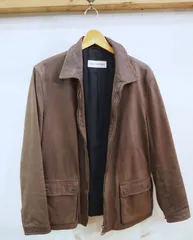 ◆EMPORIO ARMANI（エンポリオ アルマーニ）リアルレザー ジャケット ブルゾン（52/L相当）アーカイブ ブラウン◆