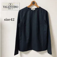 ■極美品■VALENTINO  ヴァレンティノ　左肩ファスナー付きウール長袖トップス　ウール100%  size42(L程度)   イタリア製　ダークグレー　レディース　高級　ラグジュアリーのサムネイル