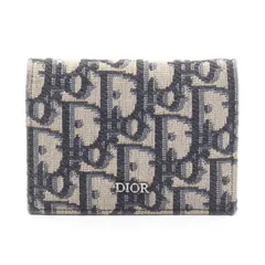 ディオール Dior カードケース オブリーク ネイビー キャンバス レザー トリオンフ カードケース メンズ Used A