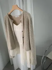 FLOWER フリース カーディガン ベージュ