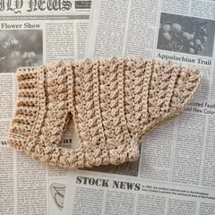 犬服♡猫服｜手編みセーター｜ぷっくりハート（XXS）ベージュ