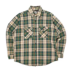 ファイブブラザー FIVE BROTHER 70s 70年代 ヘビーネルシャツ 旧タグ アメリカ製 MADE IN USA アメカジ 定番 ヴィンテージ アメリカ 古着 メンズ シャツ グリーン系 チェック柄 L【中古】