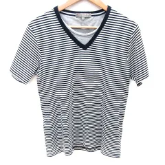 ユナイテッドアローズ A DAY IN THE LIFE UNITED ARROWS ニット カットソー Uネック 半袖 ボーダー L 紺 ネイビー 白 ホワイト /RT