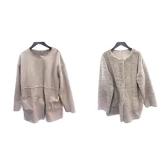 ザショップティーケー THE SHOP TK フェイクムートンコート フェイクファー ノーカラー リバーシブル ロング L ベージュ /AU