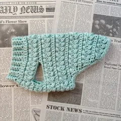 犬服♡猫服｜手編みセーター｜ぷっくりハート（XXS）水色