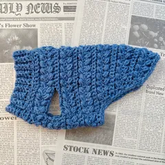 犬服♡猫服｜手編みセーター｜ぷっくりハート（XXS）群青