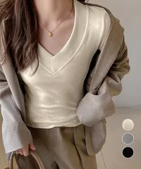 Vネック 長袖Tシャツ カットソー