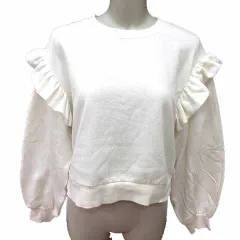 ザラ ZARA カットソー フリル 裏起毛 長袖 S 白 ホワイト /YK