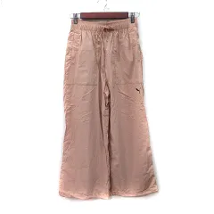 プーマ PUMA ワイドパンツ ナイロン S ピンクベージュ /YI