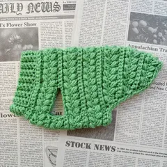犬服♡猫服｜手編みセーター｜ぷっくりハート（XXS）グリーン