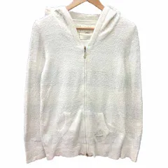 ジェラートピケ gelato pique ルームウェア パーカー ジップアップ ボーダー 長袖 F 白 ホワイト ライトグレー /YK