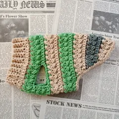 犬服♡猫服｜手編みセーター｜ぷっくりハート（XXS）マルチ