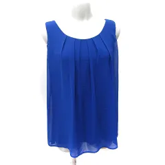 アナイ ANAYI シフォンブラウス プルオーバー ノースリーブ 38 M 青 ブルー /YI