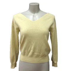 ジルバイジルスチュアート JILL by JILLSTUART ニット カットソー Vネック 長袖 リボン FR 黄色 イエロー /MN