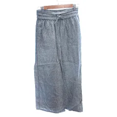 ビーミングバイビームス B:MING LIFE STORE by BEAMS Herdmans ワイドパンツ ガウチョ イージー 千鳥格子 麻 リネン S 紺 ネイビー /AU