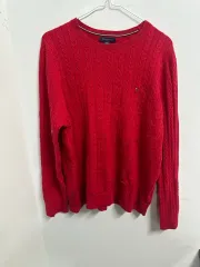 アラビアヴィンテージ Tommy Hilfiger トミーヒルフィガー ケーブル ニット レッド 110