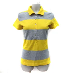 ナイキ NIKE ポロシャツ ボーダー 半袖 M 黄色 イエロー グレー /YI