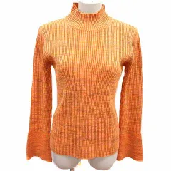 レイビームス Ray Beams ニット カットソー ハイネック 長袖 オレンジ /YK