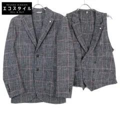 L.B.M.1911 エルビーエム1911 ｸﾞﾚｰ ｸﾞﾚﾝﾁｪｯｸ ｺｯﾄﾝ×ｳｰﾙ×ﾅｲﾛﾝ 2B ﾃｰﾗｰﾄﾞｼﾞｬｹｯﾄ/ｼﾞﾚ 2点ｾｯﾄ 表記無し