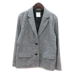 エージーバイアクアガール AG by aquagirl テーラードジャケット グレンチェック 総裏地 M 黒 ブラック 白 ホワイト /MS