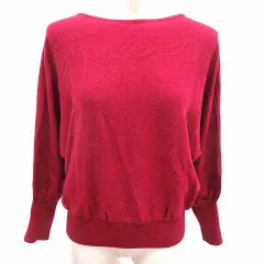 ティアラ Tiara ニット カットソー ボートネック ドルマンスリーブ 長袖 ウール 赤 レッド /YK