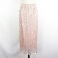 アースミュージック&エコロジー EARTH MUSIC & ECOLOGY スカート ボトムス ロング丈 マキシ丈 ランダムプリーツ シアー ラメ メロウ イージー F ライトピンク ※EKM