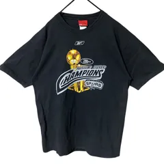 M リーボック スポーツ トロフィー ビッグプリント ブラック 黒 Tシャツ レディース ユニセックス メンズ 古着 半袖 CHM