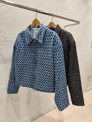 ジャガード デニムジャケット クロップドジャケット アウター デニムジャケット ジップアップ 新作