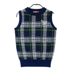 サイズ：M BEAMS GOLF ビームスゴルフ  ニットベスト ウール混 チェック柄 ネイビー系 [240101611784] ゴルフウェア レディース ストスト