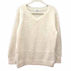 ナチュラルビューティーベーシック NATURAL BEAUTY BASIC ニット セーター Vネック 長袖 アルパカ M アイボリー 白 ホワイト /YK