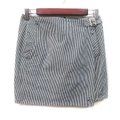 トミーヒルフィガー TOMMY HILFIGER タイトスカート ミニ ストライプ M 黒 ブラック /YI
