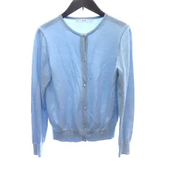 エフデ ef-de ニット カーディガン 長袖 9 M 水色 ライトブルー /AU
