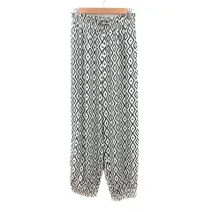 ザラ ZARA ジョガーパンツ 総柄 12-13 白 アイボリー 黒 ブラック /MN