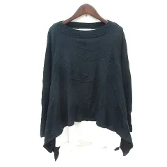 自由区 オンワード樫山 ニット カットソー 長袖 フェイクレイヤード ウール 38 M 黒 ブラック /MN