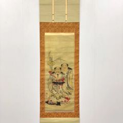 掛軸 葛飾北斎 鍾馗 工芸 木箱 朱鍾馗図 神様 悪魔払 画狂老人卍 2-68