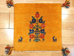 ギャッベ 53x47cm ペルシャ絨毯 手織り ギャベ 玄関マットラグ 絨毯