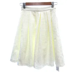 ミーア MIIA フレアスカート ひざ丈 ラメ ボーダー F アイボリー 白 ホワイト /AU