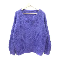 アンドサーチ And Search ニット セーター 長袖 ケーブル オーバーサイズ M 紫 パープル /MN