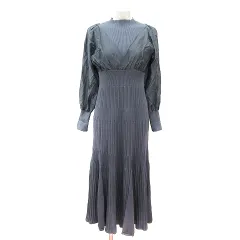 マーキュリーデュオ MERCURYDUO ワンピース ニット ロング ハイネック 長袖 リブ 切替 F グレー /MN