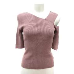 スナイデル SNIDEL ニット カットソー 五分袖 リブ アシンメトリー F ピンク /MN