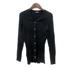 ロートレアモン LAUTREAMONT カーディガン ニット リブ 38 M 黒 ブラック /MN