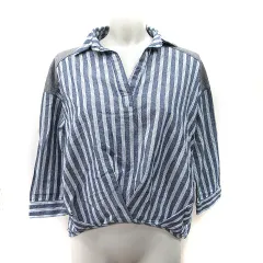 ビームスハート BEAMS HEART シャツ ブラウス 切替 カットソー 七分袖 ストライプ マルチカラー /YI