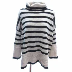 アルマデザイン Alma Design ニット セーター タートルネック ドルマンスリーブ ボーダー 長袖 M 白 ホワイト 黒 ブラック /YK