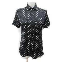 アダムエロペ Adam et Rope' シャツ ブラウス ドット 半袖 38 M 黒 ブラック /YI