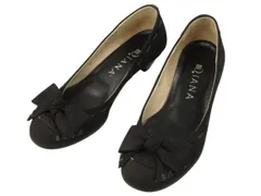 ダイアナ DIANA パンプス レザー 21.5cm リボン 黒 ブラック 靴 シューズ